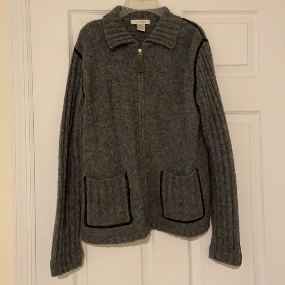 Le Moda Vintage Wool Blend Zip-Up Sweater Size L